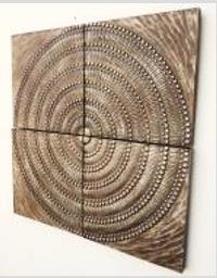 DKD Home Decor Set de 4 Decoraciones de Pared Circulares Doradas