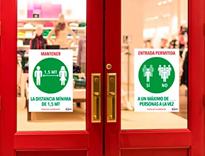 Avery Señal Adhesiva Permanente de Seguridad - Mantener Distancia Mínima 1.5 m - Resistente a Rayos UV - Formato DIN A4 - Pack de 2 Unidades