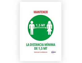 Avery Señal Adhesiva Permanente de Seguridad - Mantener Distancia Mínima 1.5 m - Resistente a Rayos UV - Formato DIN A4 - Pack de 2 Unidades