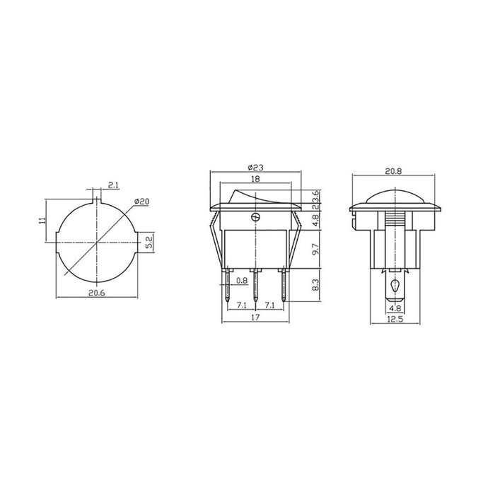 Edm Interruptor redondo empotrado 6,5A negro