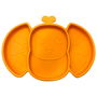 Orangiefly Plato Silicona Antideslizante Frootimals para Bebé con Adhesión y 3 Compartimentos, BPA Free, 27,5x19,3x3cm