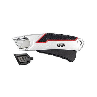 WEDO 78 837 Cutter de Seguridad, Cuerpo de Metal, Aleación de Zinc, Negro/Rojo/Plata, 16.6 cm