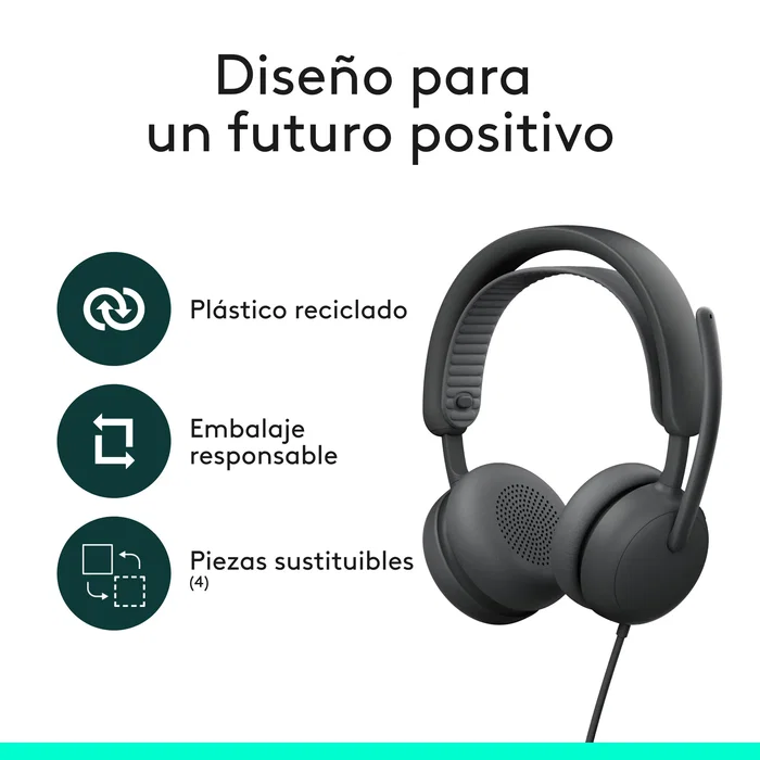 Logitech Zone Wired 2 Auriculares con Cable Diadema USB-C/USB-A para Llamadas y Música con Cancelación Activa de Ruido (ANC)