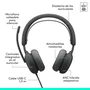 Logitech Zone Wired 2 Auriculares con Cable Diadema USB-C/USB-A para Llamadas y Música con Cancelación Activa de Ruido (ANC)