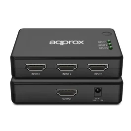 Approx APPC29V4 Switch HDMI 3 Puertos con Control Remoto, 4K/30Hz, Compatible con HDMI 1.4b, HDCP, Dolby Digital y DTS