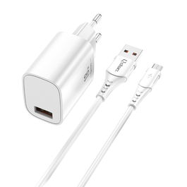 Qcharx Artemisia Kit Cargador Rápido 18W 3A con Cable USB a Micro, Carga Inteligente 5V/3A 9V/2A 12V/1.5A