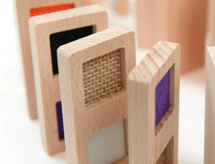 Andreutoys Dominó Sensorial Texturas Madera Didáctico 28 Piezas