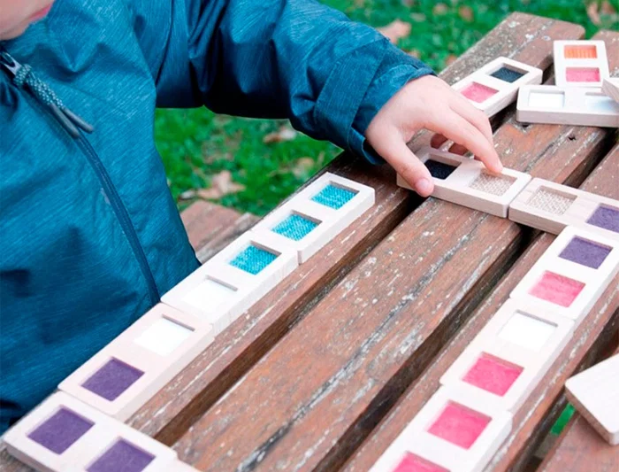 Andreutoys Dominó Sensorial Texturas Madera Didáctico 28 Piezas