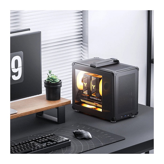 Jonsbo C6 MAX Caja de PC Mini Micro-ATX con Vidrio Templado, Negro