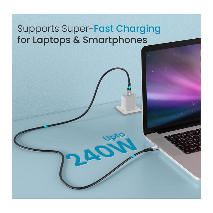 EQUIP 128380 Cable USB-C a USB-C 40 Gbps, USB4 Gen 3x2, PD 240W, 0.5m, Negro, para Carga Rápida y Transferencia de Datos 4K/8K HDR EQUIP 128380 Cable USB-C a USB-C 40 Gbps, USB4 Gen 3x2, PD 240W, 0.5m, Negro, para Carga Rápida y Transferencia de Datos 4K/8K HDR