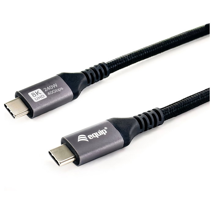 EQUIP 128380 Cable USB-C a USB-C 40 Gbps, USB4 Gen 3x2, PD 240W, 0.5m, Negro, para Carga Rápida y Transferencia de Datos 4K/8K HDR EQUIP 128380 Cable USB-C a USB-C 40 Gbps, USB4 Gen 3x2, PD 240W, 0.5m, Negro, para Carga Rápida y Transferencia de Datos 4K/8K HDR