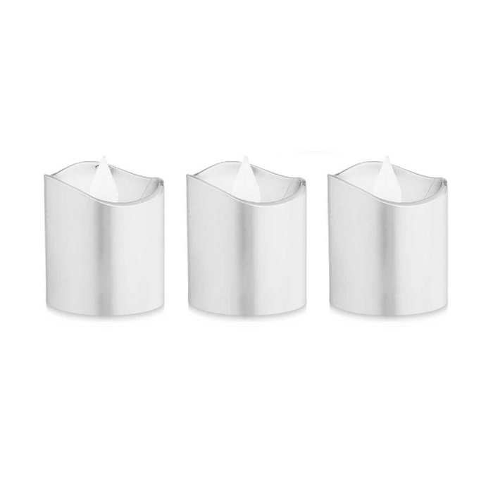 Set de Velas Gift Decor Plateado Plata 18 x 14 x 4 cm 3,7 x 3,7 x 5 cm LED (12 Unidades)