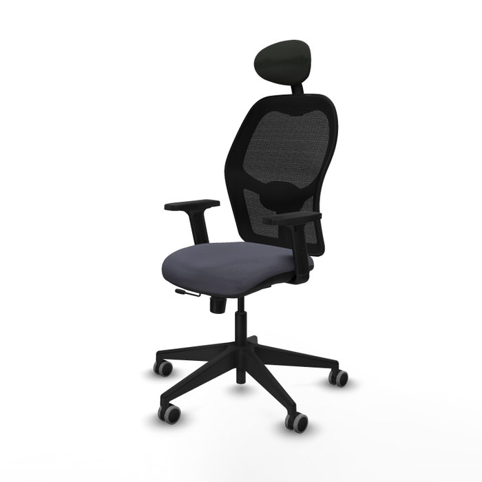 PIQUERAS Y CRESPO Silla Alocén Bali gris oscuro con malla negra y brazos 2D