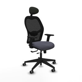 PIQUERAS Y CRESPO Silla Alocén Bali gris oscuro con malla negra y brazos 2D