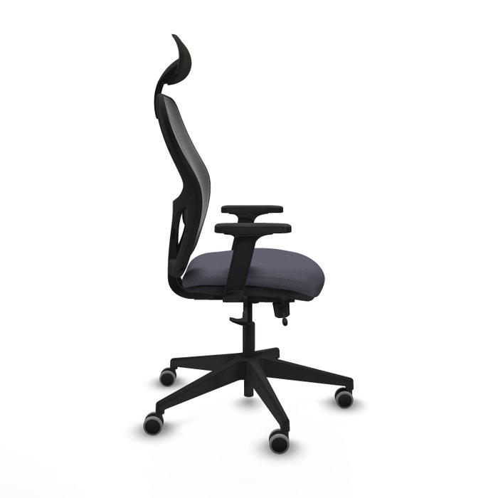 PIQUERAS Y CRESPO Silla Alocén Bali gris oscuro con malla negra y brazos 2D