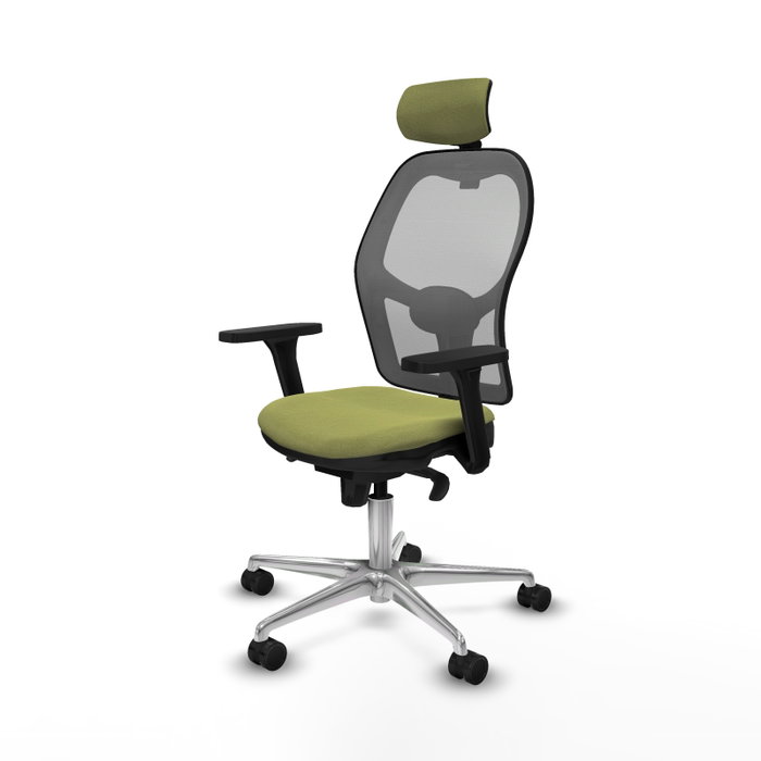 PIQUERAS Y CRESPO Silla de oficina Jorquera con mecanismo Sincro, tela Verde oliva y malla Gris PIQUERAS Y CRESPO Silla de oficina Jorquera con mecanismo Sincro, tela Verde oliva y malla Gris