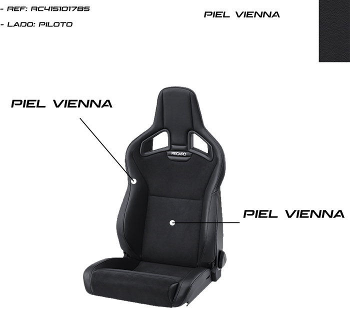 Recaro Cross Sportster CS RC415101785 Asiento Piloto Piel Vienna Negro con Airbag Lateral y Calefacción, Homologación ABE/TÜV