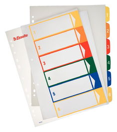 Indice Esselte Pp Numerico Imprimible A4+ Pestañas 1- 6 11 Taladros
