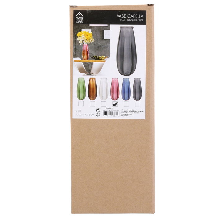 Home Deco Factory Jarrón Cristal Lounge Colores Surtidos Transparente Verde Rosa Gris Azul Ámbar Vidrio d.11,7 cm h.27,8 cm