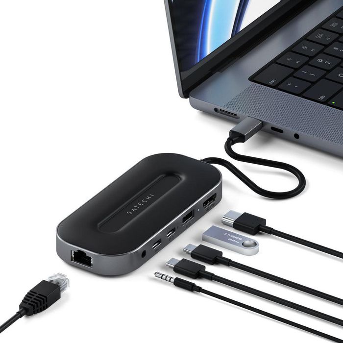 Satechi USB4 Multiport Adapter con Ethernet 2.5G y HDMI 8K, Black/Grey