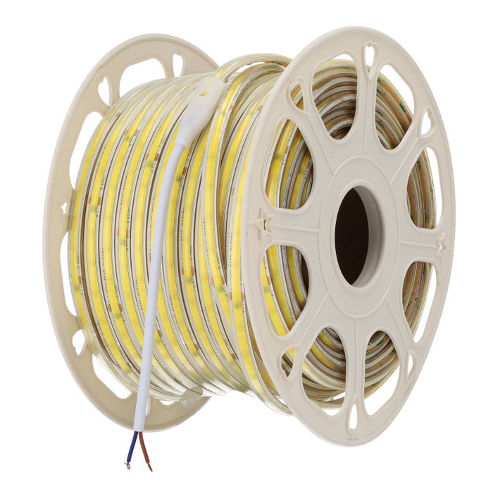Tira de LEDs COB Autorectificada 220VAC 10W/m IP65 50 Metros Blanco Cálido 3000K