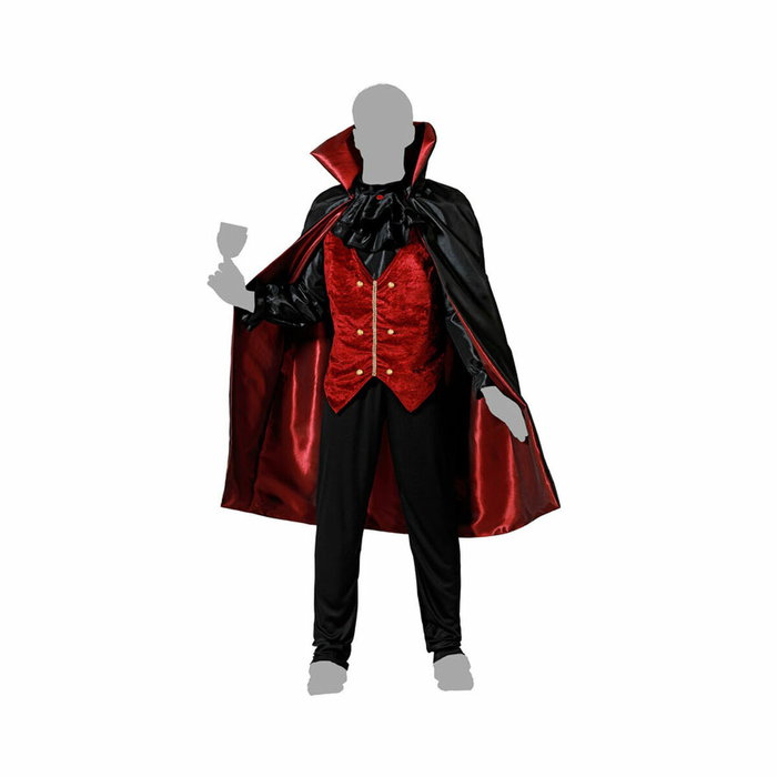 Disfraz de Vampiro Hombre Adulto con Chaleco Rojo y Capa Negra XS-S
