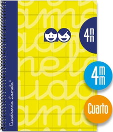 LAMELA Cuaderno Espiral 4º 80 Hojas 90g 4mm Amarillo Cuadrovía Extradur