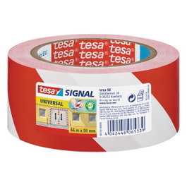 Tesa Cinta de señalización temporal adhesiva rojo/blanco 50 mm x 66 m