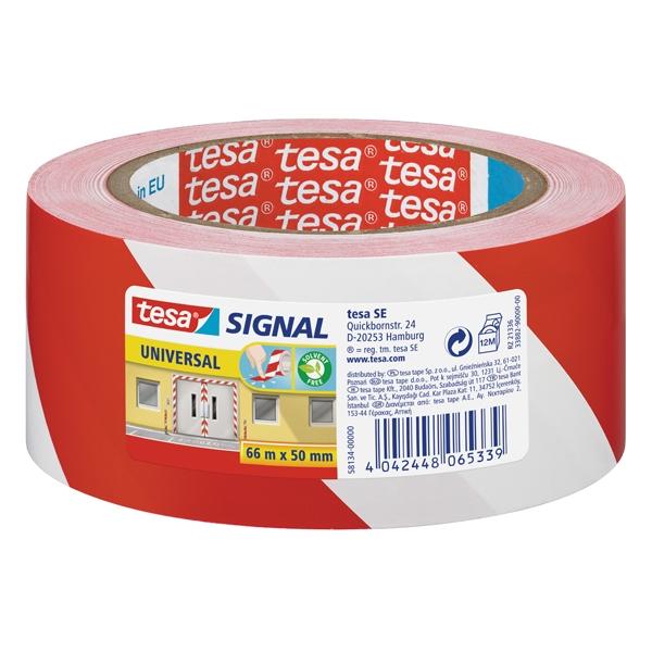 Tesa Cinta de señalización temporal adhesiva rojo/blanco 50 mm x 66 m Tesa Cinta de señalización temporal adhesiva rojo/blanco 50 mm x 66 m