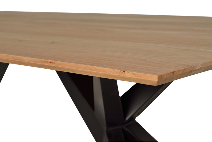 Mesa de Comedor Industrial Giner y Colomer en Madera de Acacia con Base Negra 200x100cm