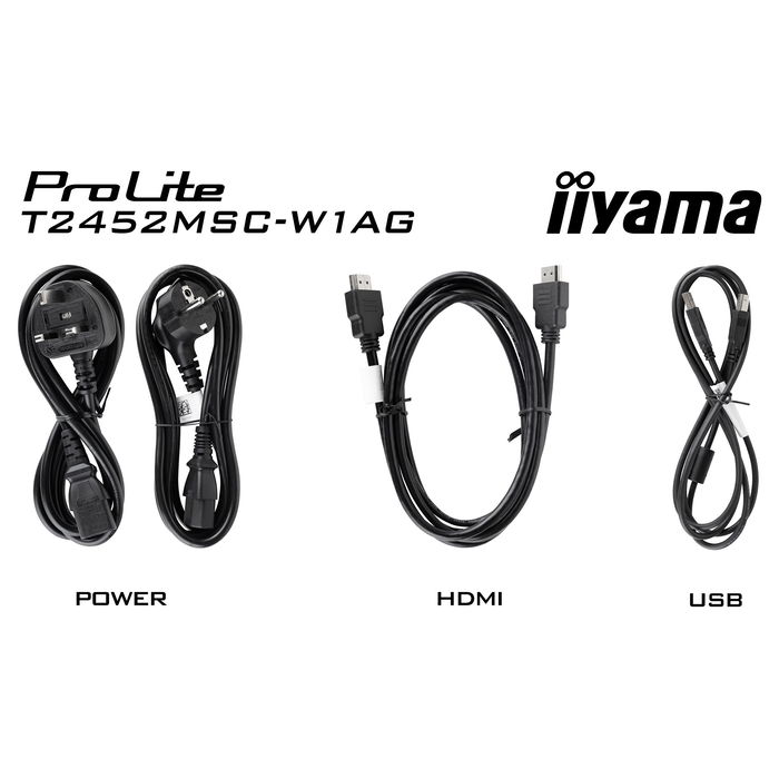 Iiyama ProLite T2452MSC-W1AG Monitor táctil IPS 60,5 cm (24") Full HD (1920x1080) 100Hz, 5ms, 400 cd/m², Blanco