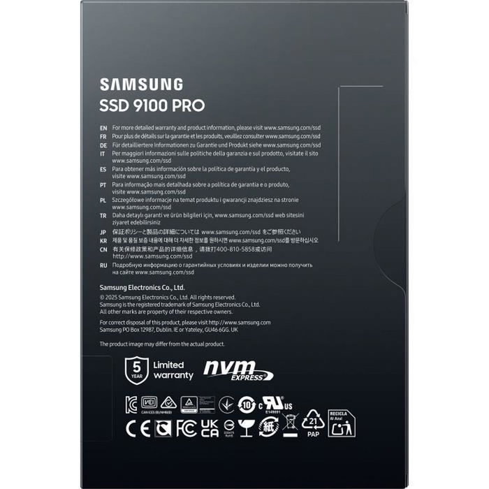 Samsung 9100 PRO SSD 8 TB M.2 2280 PCIe Gen 5.0 Samsung 9100 PRO SSD 8 TB M.2 2280 PCIe Gen 5.0