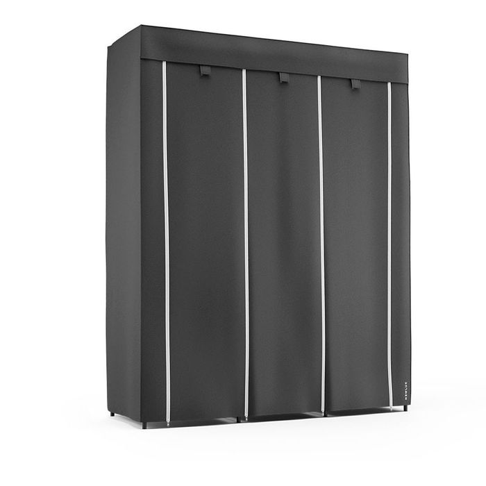 Newlux Canvas V130 Armario de tela y metal multiusos, color negro, puertas roll-up y 4 bolsillos, 130 x 45 x 167 cm, capacidad 930 litros