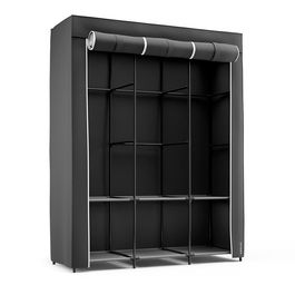 Newlux Canvas V130 Armario de tela y metal multiusos, color negro, puertas roll-up y 4 bolsillos, 130 x 45 x 167 cm, capacidad 930 litros