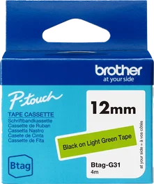 Brother Btag-G31 Cinta Mecanográfica Negro sobre Verde para Etiquetadora Brother