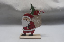 DKD Home Decor Figura de Papá Noel Rojo y Verde en MDF 16x5x25,5 cm