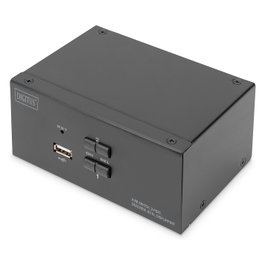 Digitus Conmutador KVM 2 Puertos Dual Display 4K Ultra HD DisplayPort USB, 3840 x 2160 Pixeles, Negro, DA-70866