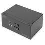 Digitus Conmutador KVM 2 Puertos Dual Display 4K Ultra HD DisplayPort USB, 3840 x 2160 Pixeles, Negro, DA-70866