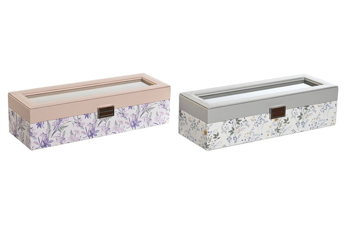 DKD Home Decor Relojero Tradicional Lila Rosa Palo 2 Unidades 11 x 9 x 33 cm