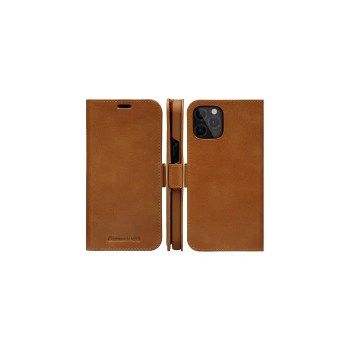 Dbramante1928 Copenhagen Slim - Funda cartera de cuero marrón con soporte y 3 bolsillos para tarjetas para Apple iPhone 12 / 12 Pro