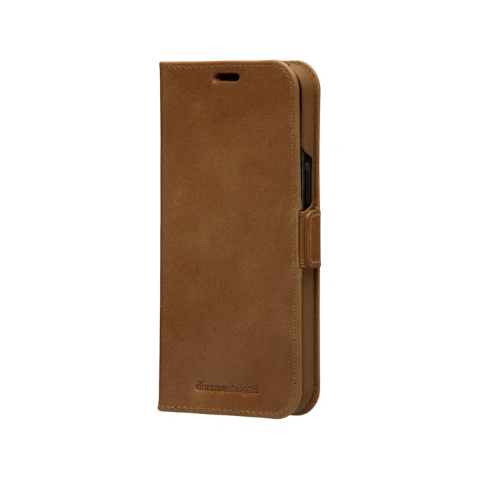 Dbramante1928 Copenhagen Slim - Funda cartera de cuero marrón con soporte y 3 bolsillos para tarjetas para Apple iPhone 12 / 12 Pro