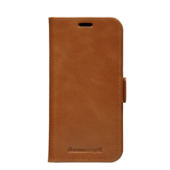 Dbramante1928 Copenhagen Slim - Funda cartera de cuero marrón con soporte y 3 bolsillos para tarjetas para Apple iPhone 12 / 12 Pro