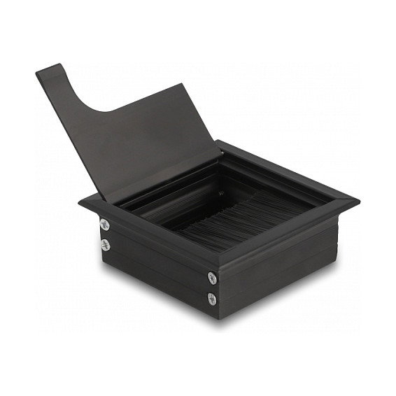 DeLOCK Pasacables para montaje en mesa con cepillo 80 x 80 x 28 mm negro