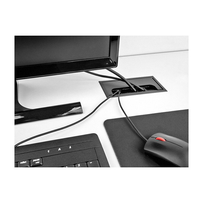 DeLOCK Pasacables para montaje en mesa con cepillo 80 x 80 x 28 mm negro