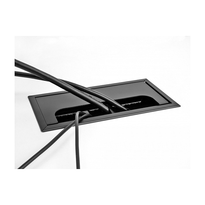 DeLOCK Pasacables para montaje en mesa con cepillo 80 x 80 x 28 mm negro