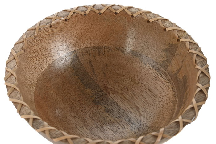 DKD Home Decor Bol de Mango y Ratán Trenzado Natural