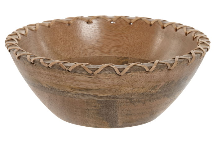 DKD Home Decor Bol de Mango y Ratán Trenzado Natural