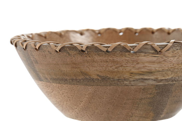 DKD Home Decor Bol de Mango y Ratán Trenzado Natural