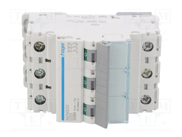 HAGER Interruptor magnetotérmico NDN 3 polos 20A 10kA HAGER Interruptor magnetotérmico NDN 3 polos 20A 10kA