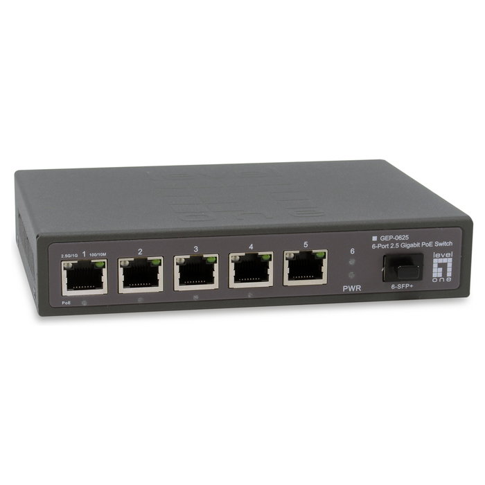 LevelOne Switch GEP-0625 6 puertos 2.5GbE 57W PoE+ 8x PoE LevelOne Switch GEP-0625 6 puertos 2.5GbE 57W PoE+ 8x PoE